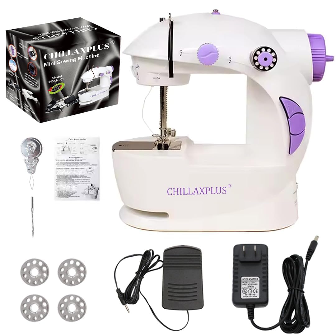 CHILLAXPLUS Stitching Machine for Home Tailoring - Portable Tailor Machine for Home with Foot Pedal - Mini Silai Machine - Easy to Use, Ideal for DIY & Repairs, White