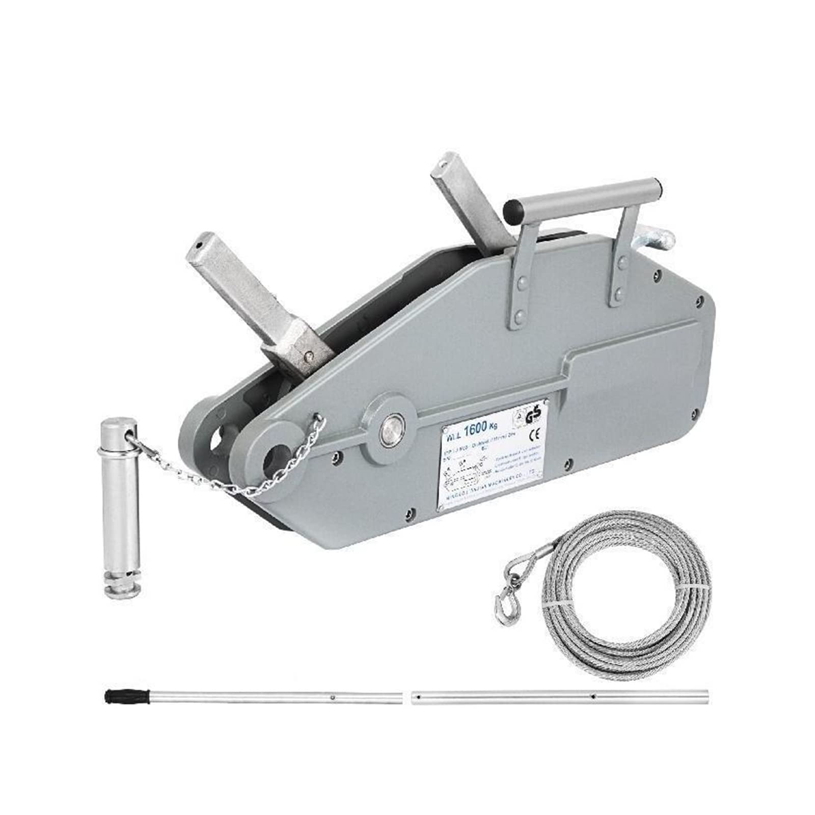 CVFRDD 1600kg Manual Winch Lifting Rope 20m/25m Cable Extendable Lever for Trailer Auto Boat Building Sites Ports Factory(20M)