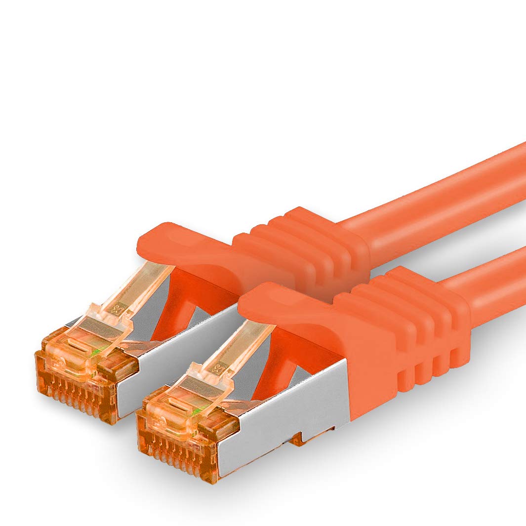1aTTack.de 3,0 m - Cat.7 Netzwerkkabel Orange - 1 Stück Gigabit Ethernet LAN Kabel 10000 Mbit s Patchkabel Cat7 Kabel S FTP PIMF Schirmung LSZH Cat.7 Rohkabel Rj45 Stecker Cat 6a - 1 x 3 Meter