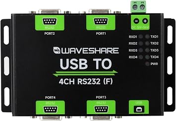 waveshare Industrial Isolated USB to 4CH RS232 Converter DB9 Female Interface, Adopts Original FT4232HL Chip, Features High-Speed&Stable Communication, Compatible with Mac/Linux/Android/Windows...