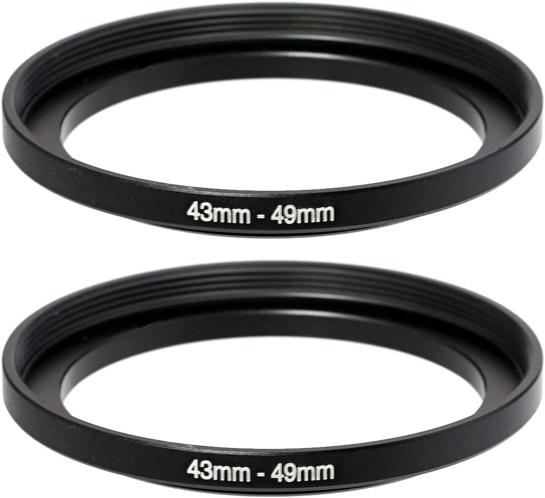 (2 Pcs) 4349MM StepUp Ring Adapter, 43mm to 49mm Step Up