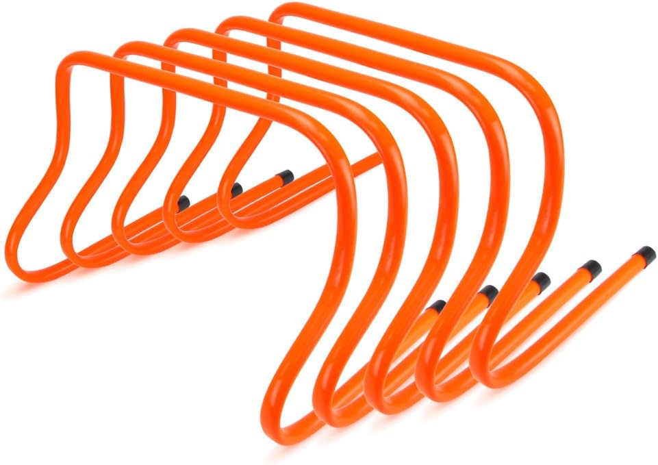 Agility Training Hurdles, 5-Pack - Hi Visibility Speed Endurance Indoor/Outdoor Practice Equipment for Track & Field - Fences for Sports Team Condition & Coaching Football, Soccer, & Cross Country