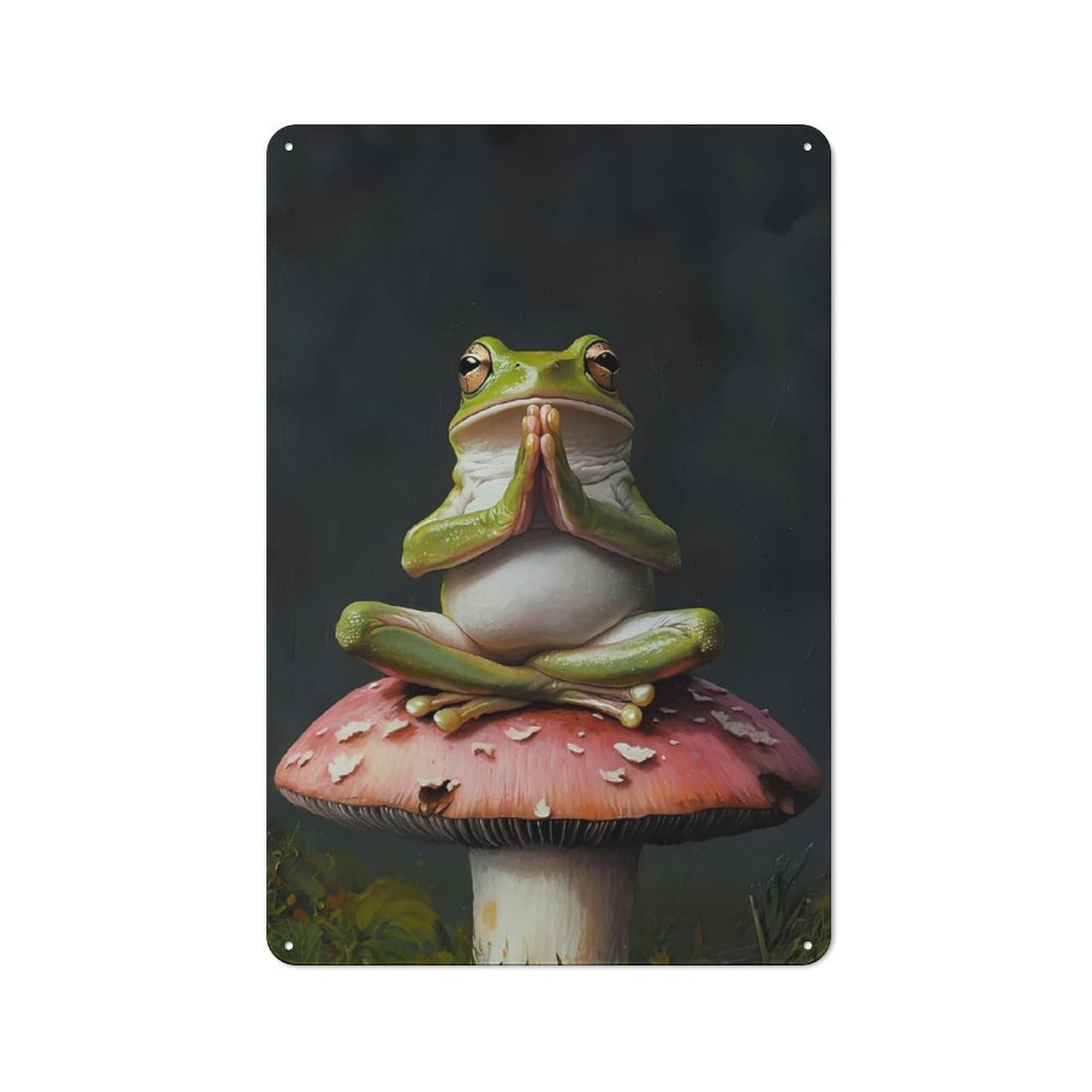 Junmoney Frog In Meditation Vintage Metal Plaque 30X20cm For Living Room Or Hallway, A Christmas Gift For People Styling Living Room And Hallway