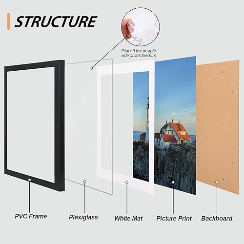Miniatura 3 de Fixwal Paquete de 10 portarretratos de 11 x 14 pulgadas en color negro, para fotos de 8 x 10 pulgadas con paspartú o de 11 x 14 pulgadas sin