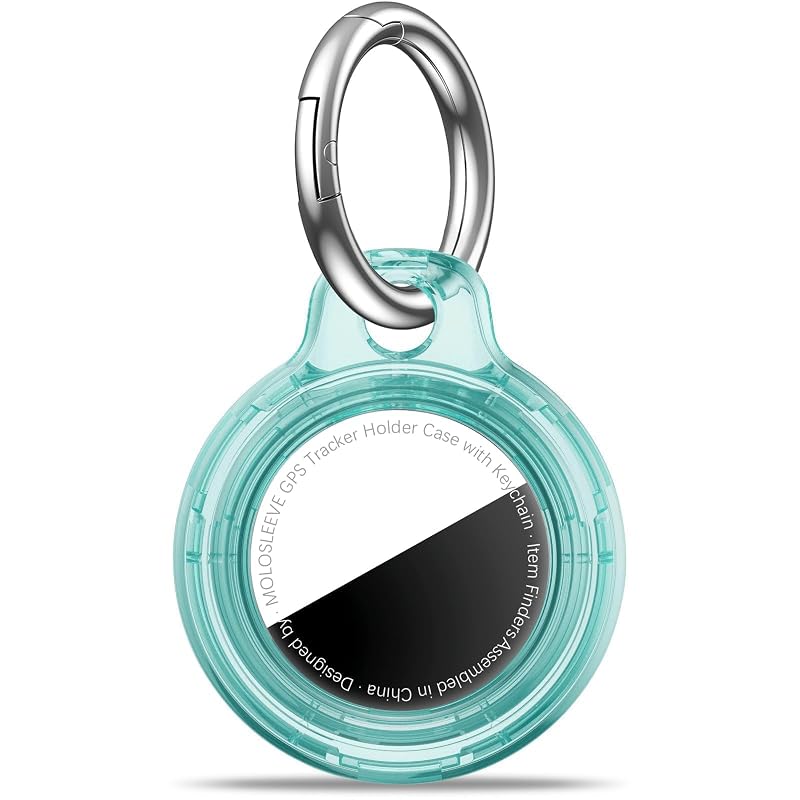 Capa Protetora MOLOSLEEVE para Apple AirTag 1ª e 2ª geração com chaveiro, em policarbonato, K4-Clear Blue