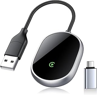 Carplay Wireless Adapter, Carplay Dongle Connection Conversion Wired to Wireless, USB C/A Plug & Play, Car Play Adapter Car Compatible with Cars from 2016 & iPhone iOS 10+ (Silver)