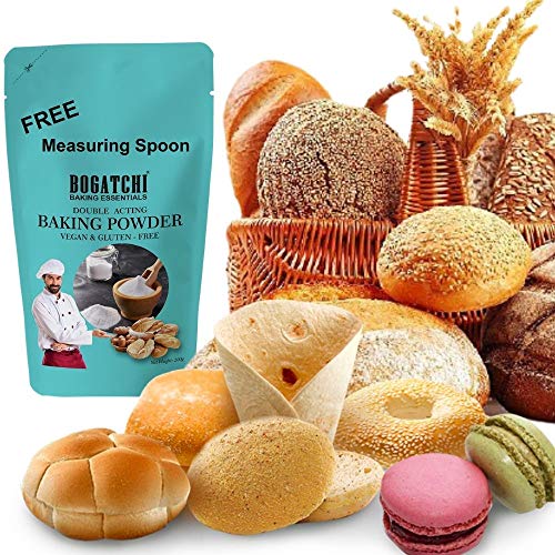 Image of BOGATCHI Double Acting Baking Powder and Baking Soda for Making Cake, Breads, Pizza, Muffins, Dhokla, Idlis, Naans |Baking Ingredients | Baking Soda, Cooking Soda , 200g, Free Measuring Spoon