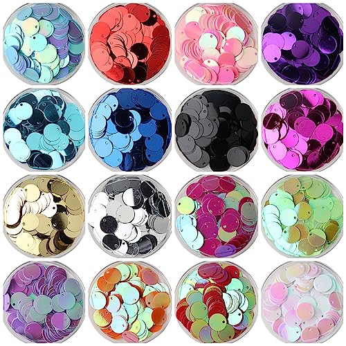 Queenbox 150pcs 10mm Flat Round Bling Sequin with Hole, Loose Paillettes Spangles Beads for Halloween Christmas DIY Arts Craft Garment, Orange2