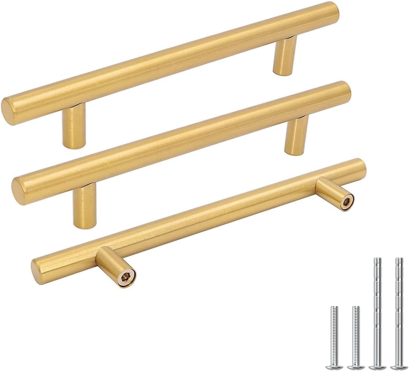Goldenwarm Kitchen Cabinet Pulls Brushed Brass Drawer Pulls Gold 5in Cabinet Handles Modern Hardware for Kitchen Cupboard Bedroom Drawer Bathroom Furniture Door, 10Pack