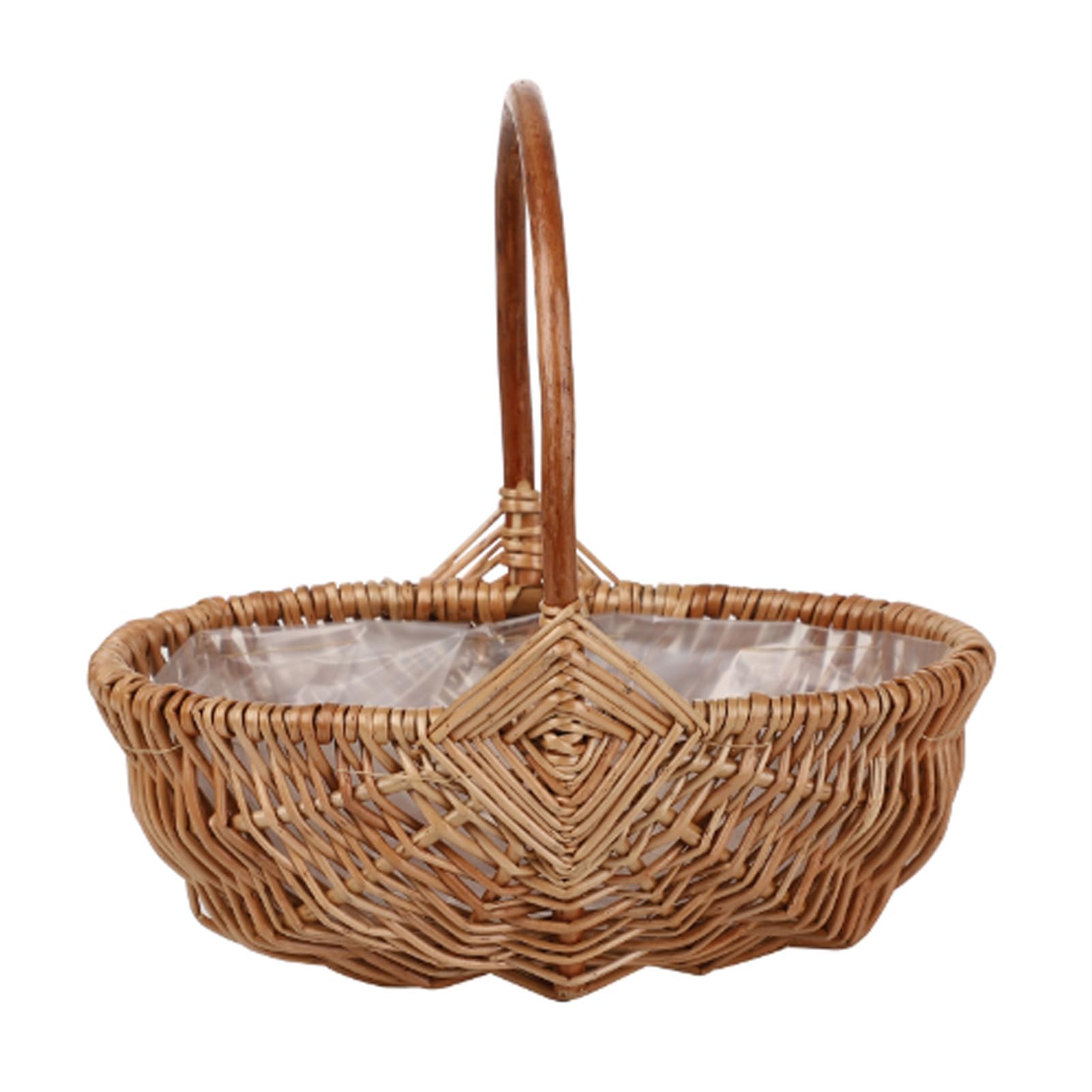 Liuyoyo Rattan Flower Basket Girl Basket, Wedding Flower Girl Baskets, Wicker Rattan Flower Basket, Rustic Handmade Braided Gift Basket Handheld Flower Basket Decorative(S)
