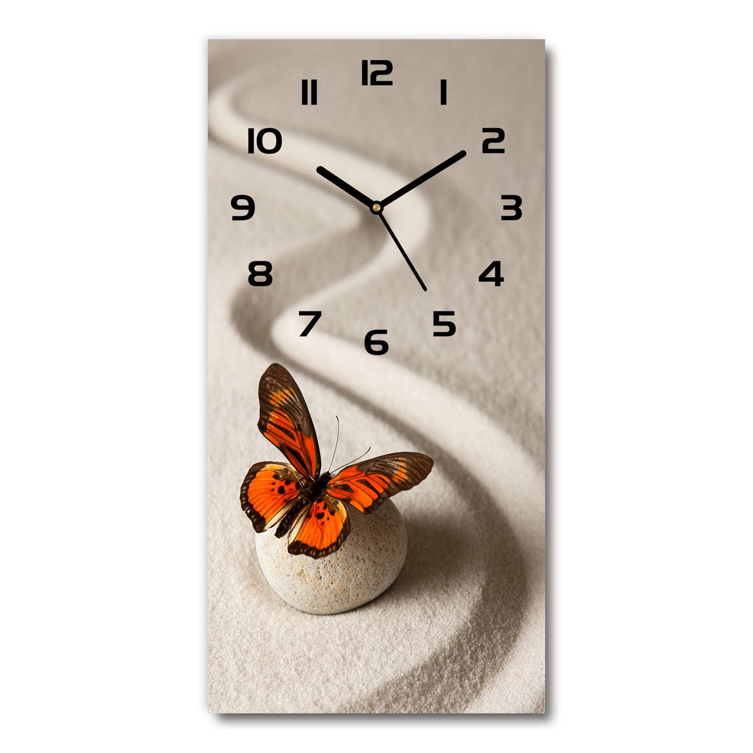 Horloge en verre 30x60cm silencieuse sur pied design impression pierre zen Tulup