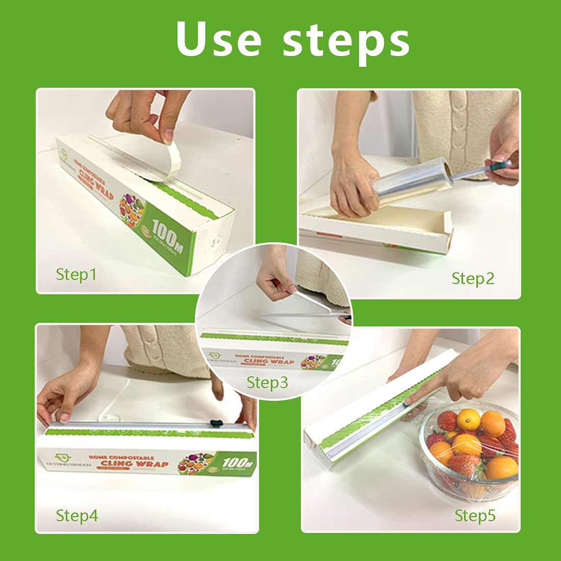 Buy Compostable Cling Wrap with Slide Cutter, Certified Biodegradable