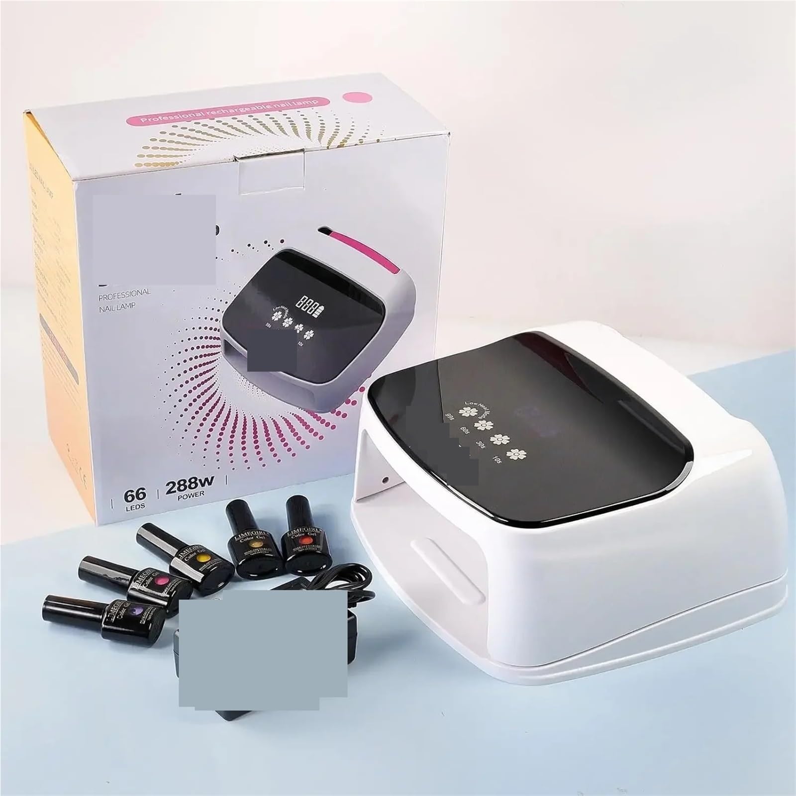 Lampe à ongles, Lampe UV LED 288 W, 66 LED, sèche-ongles for le séchage de les vernis gel, avec capteur, rechargeable, outils de salon
