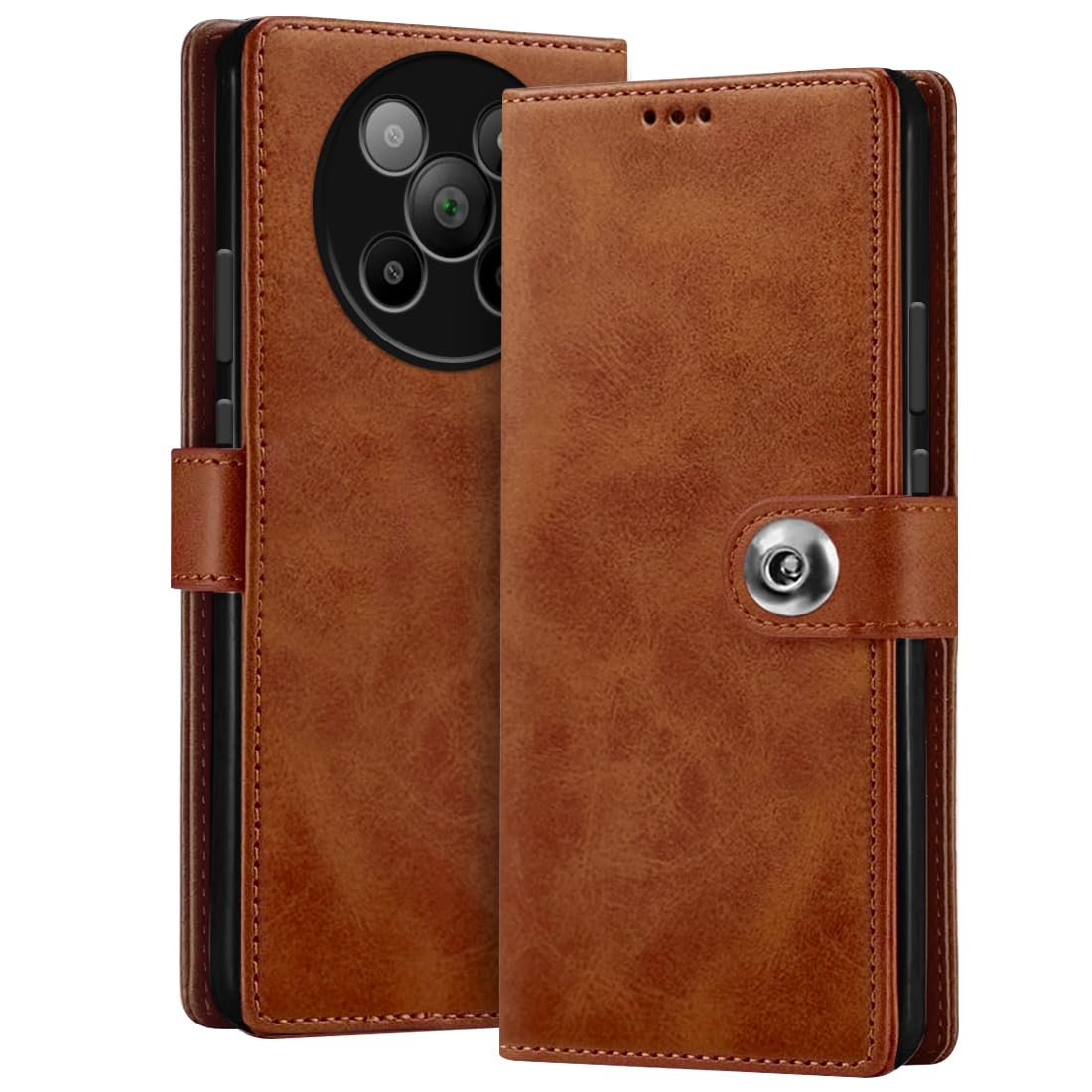 Fashionury Flip Back Cover Case for Lava Agni 2 5G | Genuine Leather Finish | Designer Button | Inbuilt Pockets & Stand | Flip Cover Back Case for Lava Agni 2 5G (Brown) (B0CM9RJMT7) Amazon Price History, Amazon Price Tracker