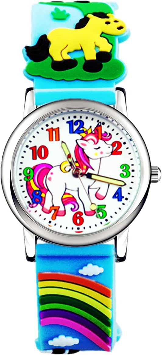Mixe Waterproof 3D Cute Cartoon Silicone Wristwatches Time Teacher Gift for Little Girls Boys Kids Children Age 3-10