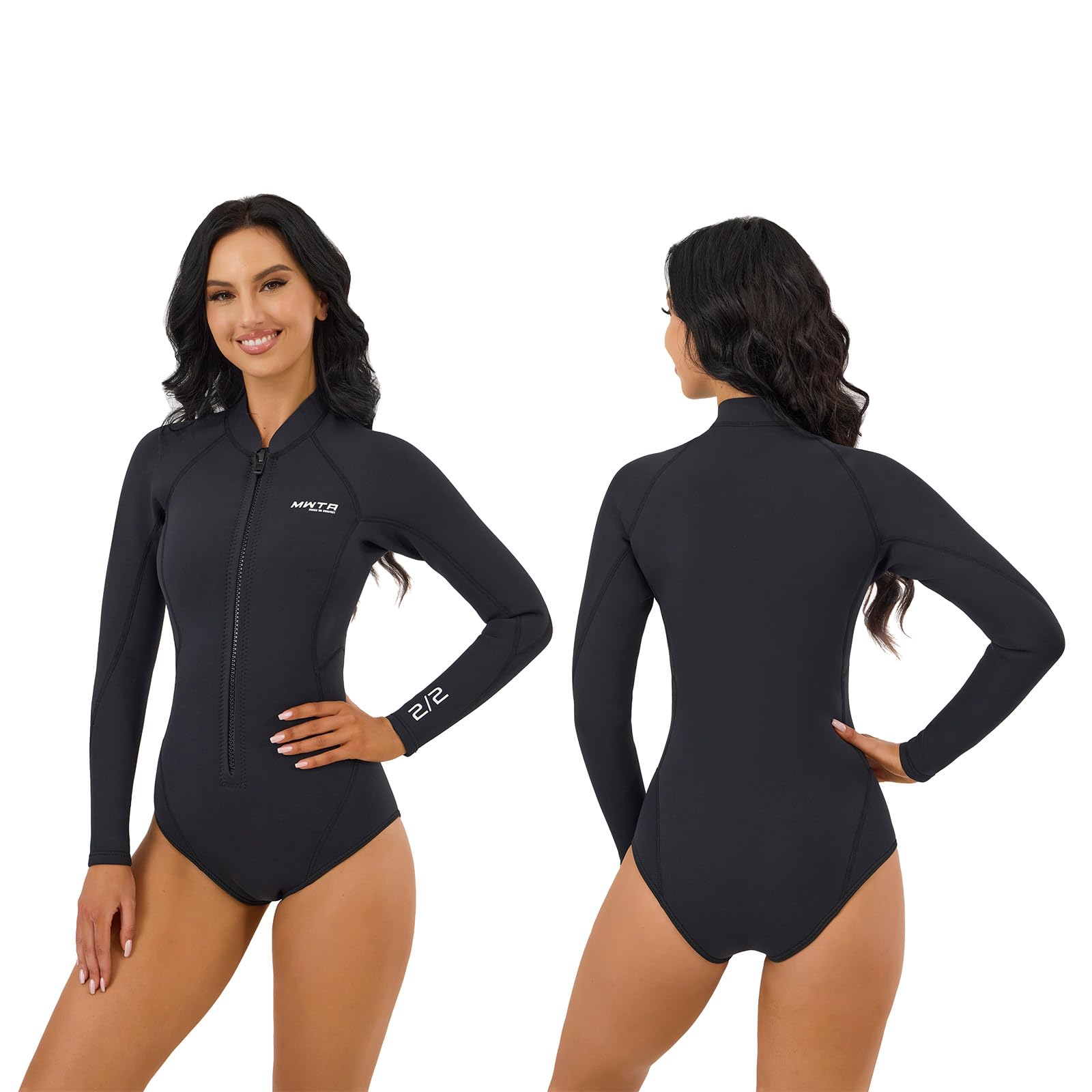 MWTA Neoprenanzug Damen Shorty 2,0 mm Neopren Frontreißverschluss für UV-Schutz Surfen Tauchen Schnorcheln Kajakfahren BLK Größe 14