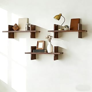 3Pcs &Eacute;tag&egrave;res Murales en Bois, 40cm &Eacute;tag&egrave;res Murales Suspendues, DIY D&eacute;co Tablette Flottant, Etagere flottante de Rangement, Capacit&eacute; de 15kg pour Salon Chambre Bureau Salle de Bains, Cuisine (se)