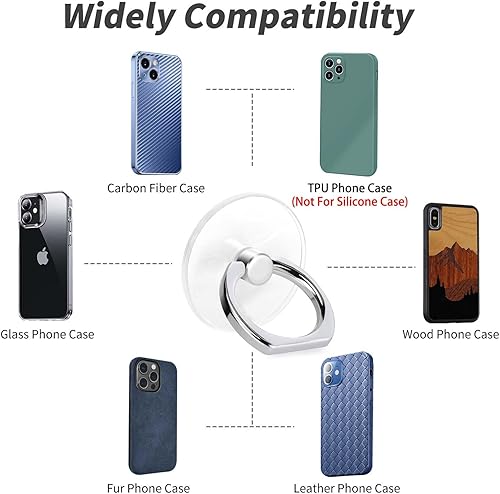 Miniatura 5 de Jsoerpay Soporte de anillo para teléfono celular soporte de anillo transparente de rotación de 360 soporte transparente para teléfono celular
