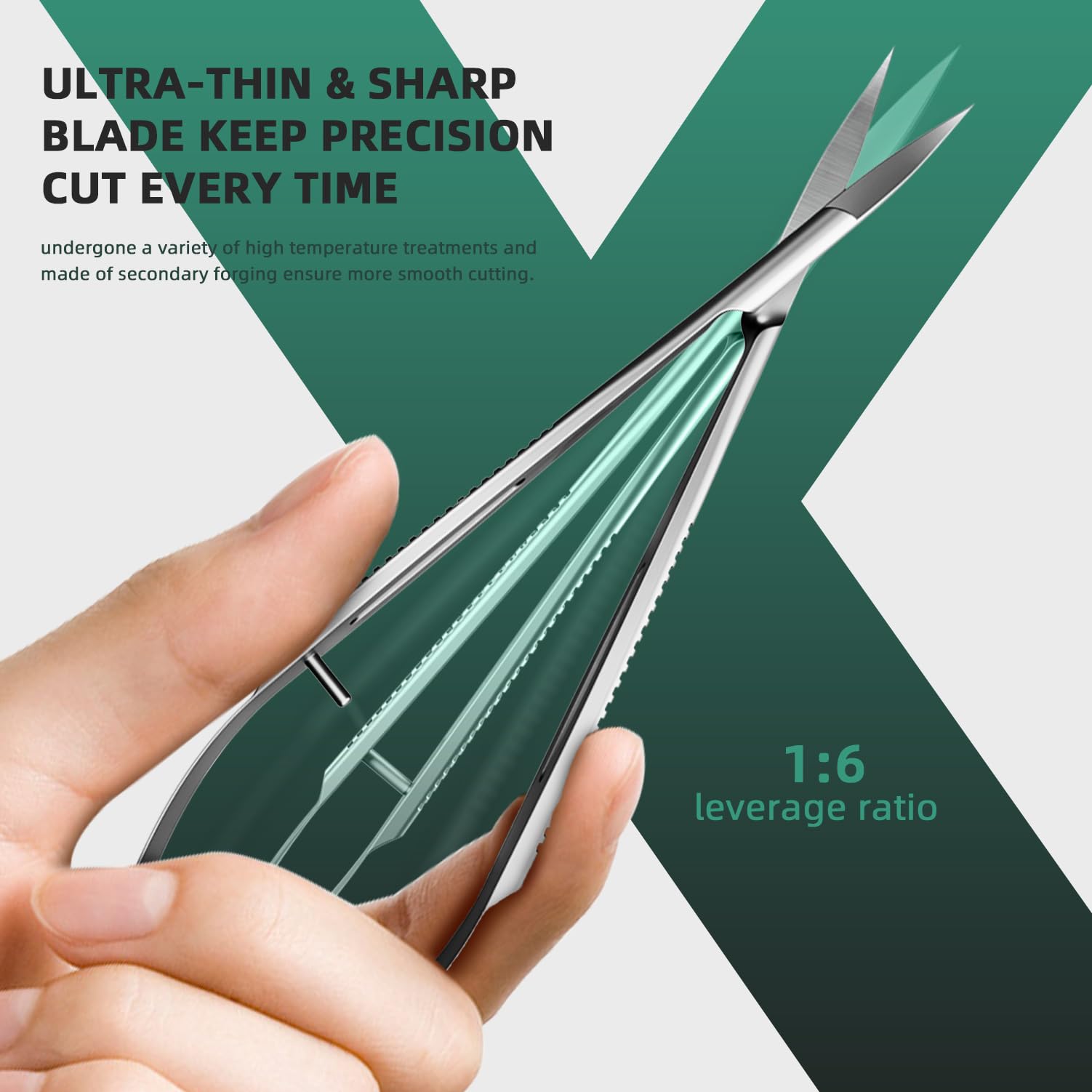 Tijeras profesionales para cutículas curvadas extrafinas, hoja ultra afilada de 15° para cejas, pestañas y uñas, recortadora de acero inoxidable con estuche de viaje (11,61 cm compacto)