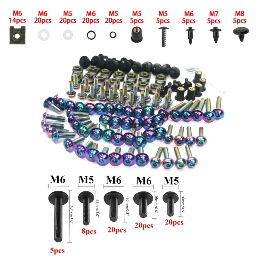 Motorrad Motorrad Schrauben Verkleidung Bolzen Muttern Karosserieschrauben Für Aprilia 195 Stück Zubehör(Gold)