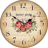 Toudorp Floral Wall Clock Accurate Quartz Movement Silent Non-Ticking Round Clocks 14 Inch Battery O