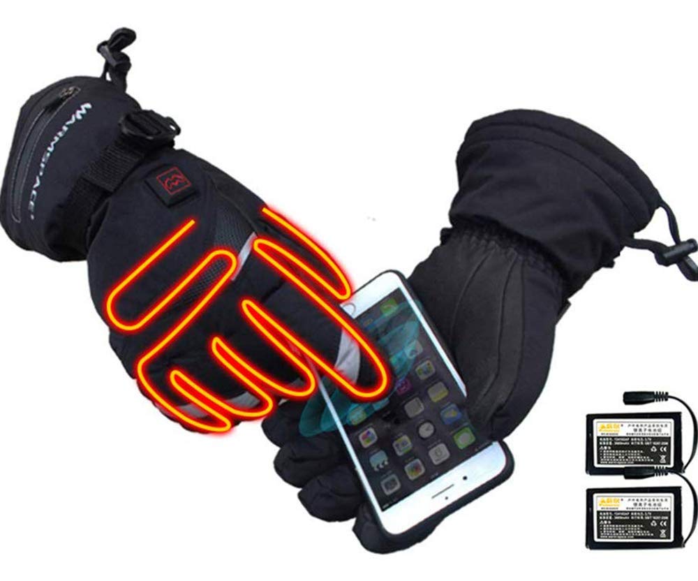 Guanti riscaldati per Uomini e Donne, Guanti riscaldati Elettrico con Touch Screen con 5 Livelli di Temperatura di Controllo a Pile Guanti per Moto Maneggio Caccia Sci