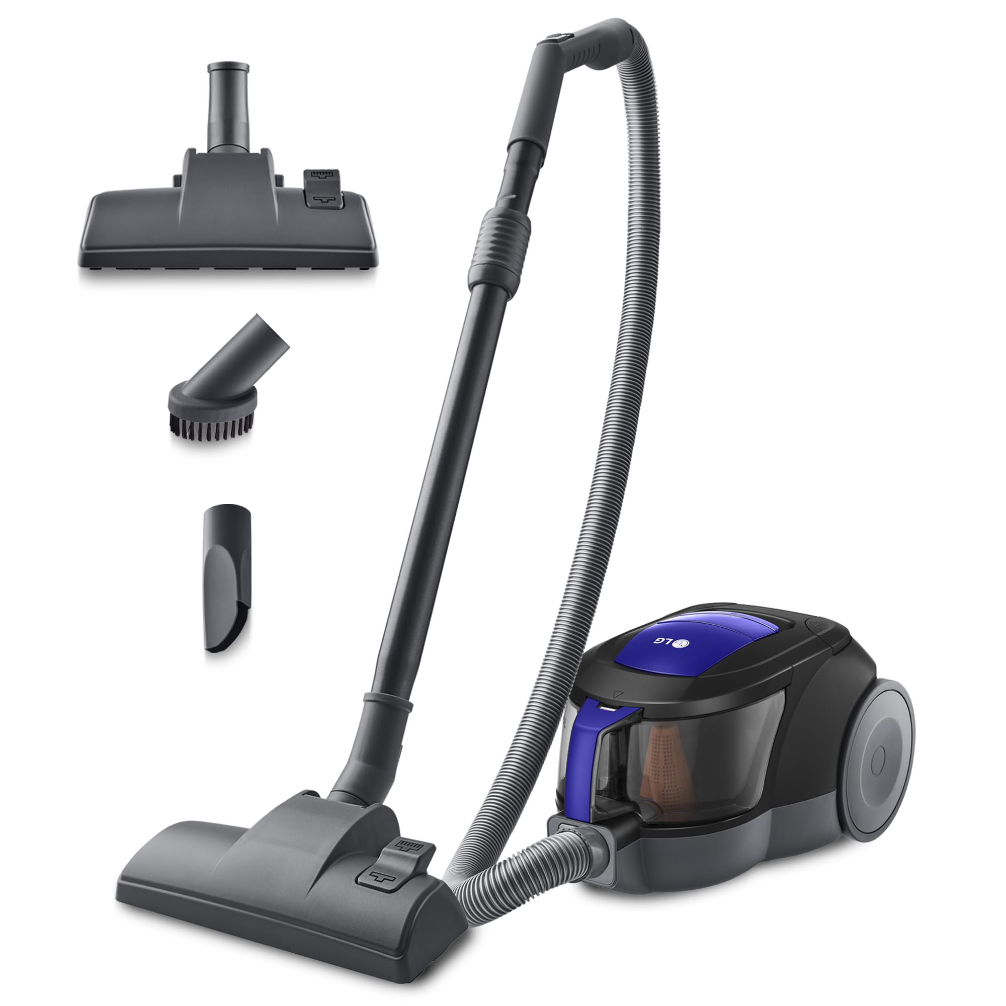 LG VC5506NHTB - Aspirador sin Bolsa 650W, Sistema Ciclónico Elipse, Aspiradora Tubo Telescópico, Regulación Potencia, Depósito 1,1L, Especial alfombras y Suelos Duros, Azul