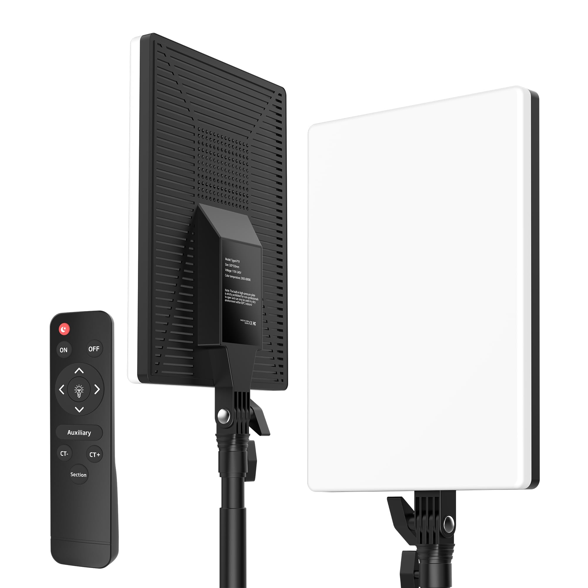 Tygot P-19 Professional Fill Light with Remote, 75W, 700 LEDs, 96+ CRI, 2800-6800k Color Temperature, Adjustable Brightness, 180 Degree Tilt, Soft Studio Light for Video Shooting YouTube, Photoshoot