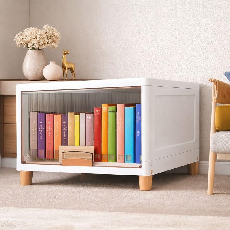 Plastic Foldable Organizer for Clothes, Modular Kitchen Storage Rack, Multipurpose Wardrobe, Space Saving Closet, Stackable Cabinet (1 Tier)