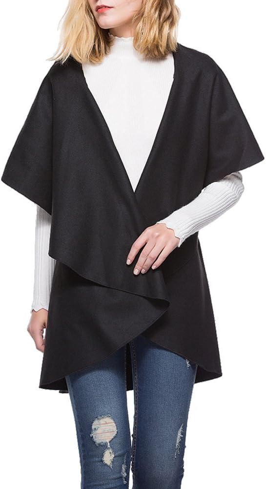 Women's Warm Gilet Waterfall Vest Elegant Outwear Waistcoat Sleeveless Jacket Coat