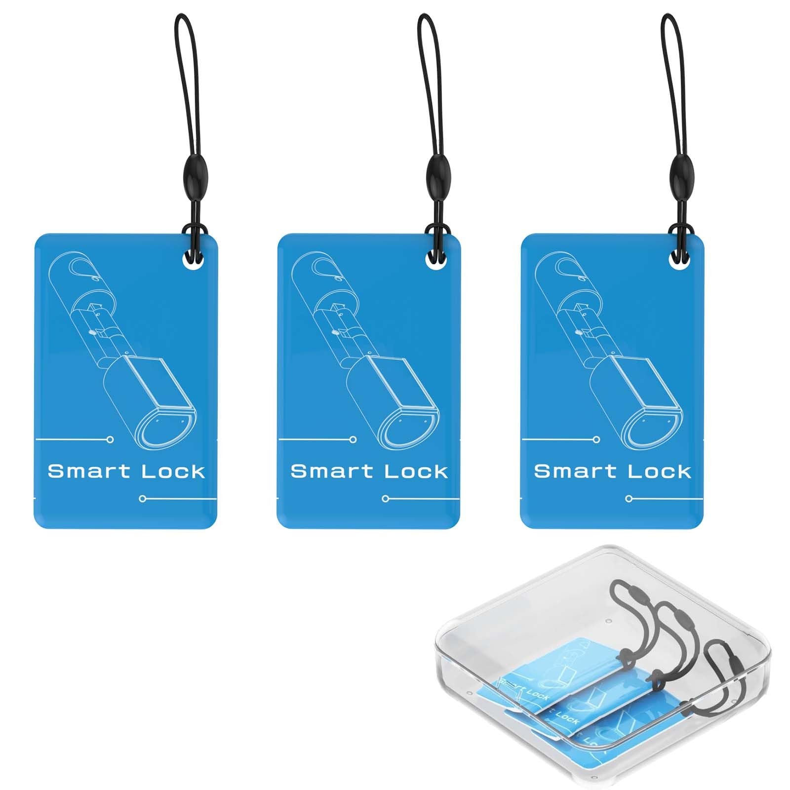 WELOCK 13.56 MHz RFID Card,3pcs RFID Tags,Blue Door Entry Key Fob,Fit for WELOCK SECBN PCB and Touch Touca51 Models Lock