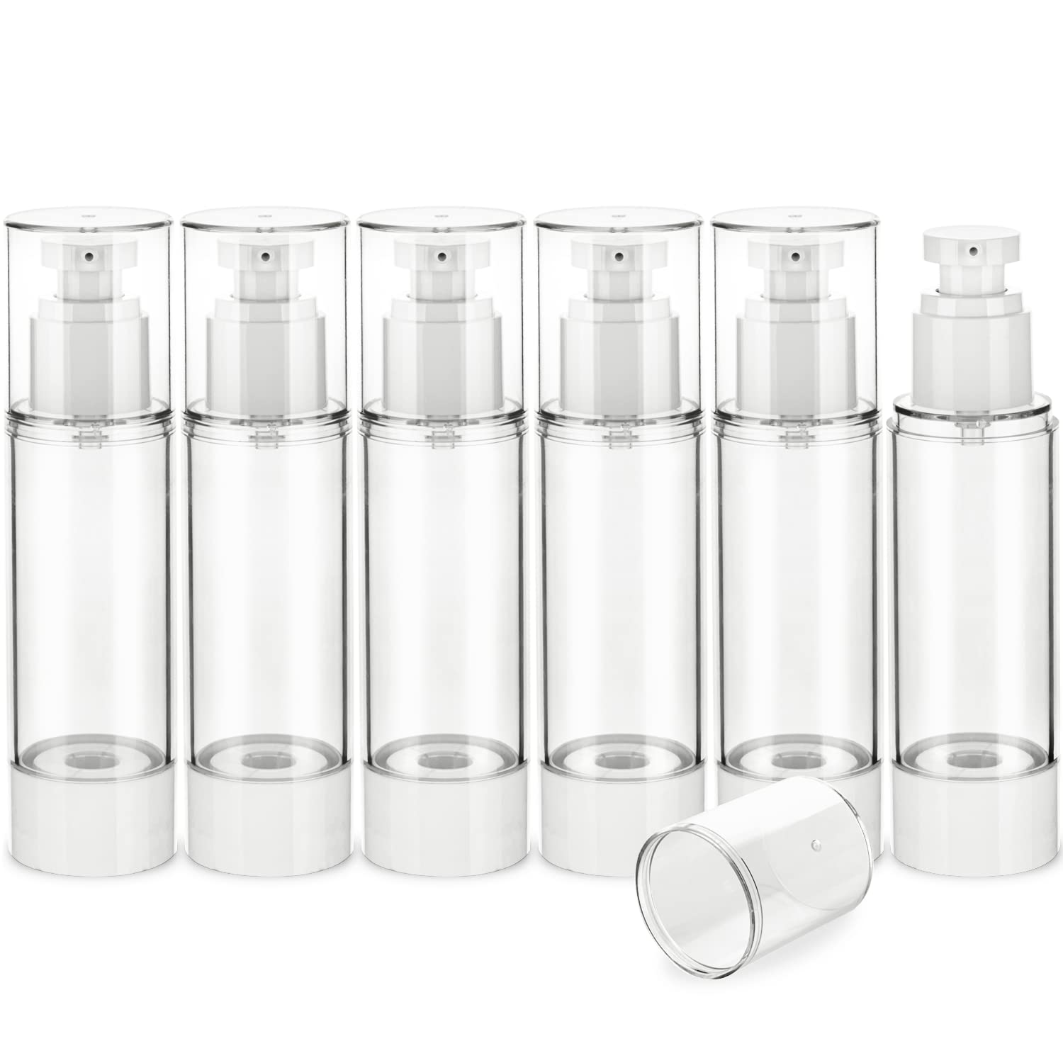 IFDGCTK 2.7OZ/80ML Clear Airless Pump Bottles, Lotion Dispenser Travel with Pump, Vacuum Plastic Travel Size Lotion Bottle for Foundation, Creams,