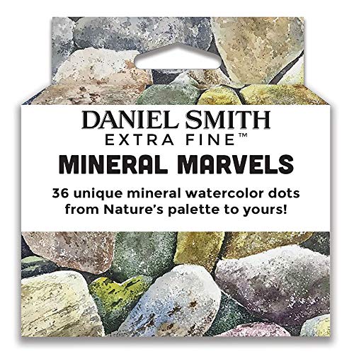 Daniel Smith Extra Fine Watercolor Paint, Mineral Marvels, contains 36 unique mineral watercolor dot samples from Nature's palette (285900105)