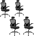 Flysky Ergonomic Office Chair with Adjustable Headrest & Flip-up Arms | Computer Desk Chair with Lumbar Support , Comfortable for Home, Office, Conference Room