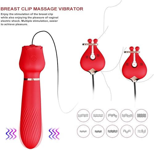 Miniatura 4 de Rose Electric Pezón Clip Saltar Huevo, 10 Frecuencia Vibración Hembra Pezón Clip Massager, Vibrador Femenino, Adulto Erótico Sexo Productos