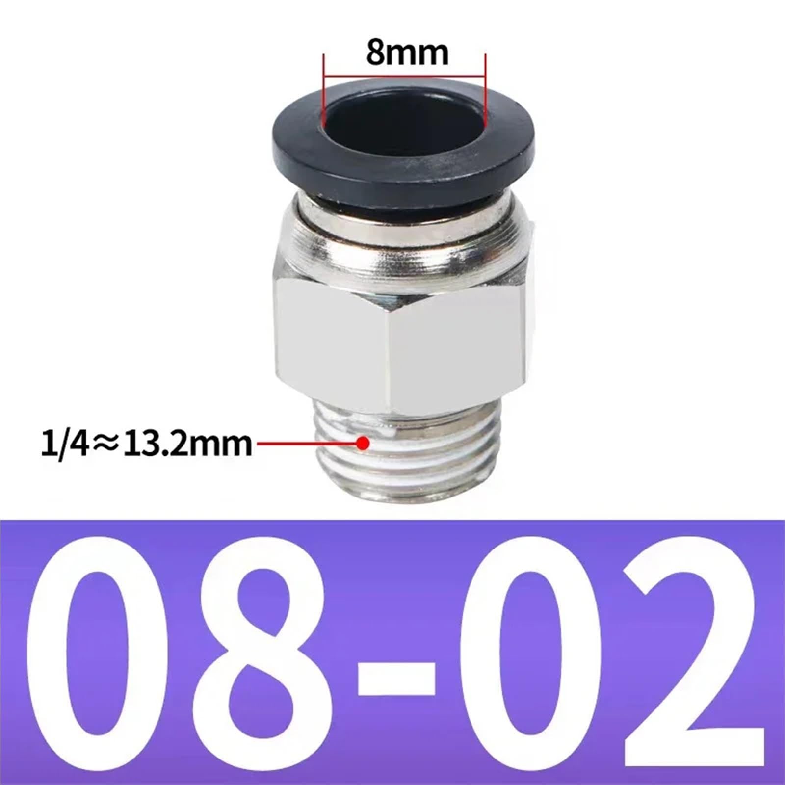 Pneumatic Air Connector Fitting 4mm 6mm 8/10mm Thread 1/8 1/4 3/8 1/2 Hose Fittings Pipe ittings 5pcs(PC8-02)