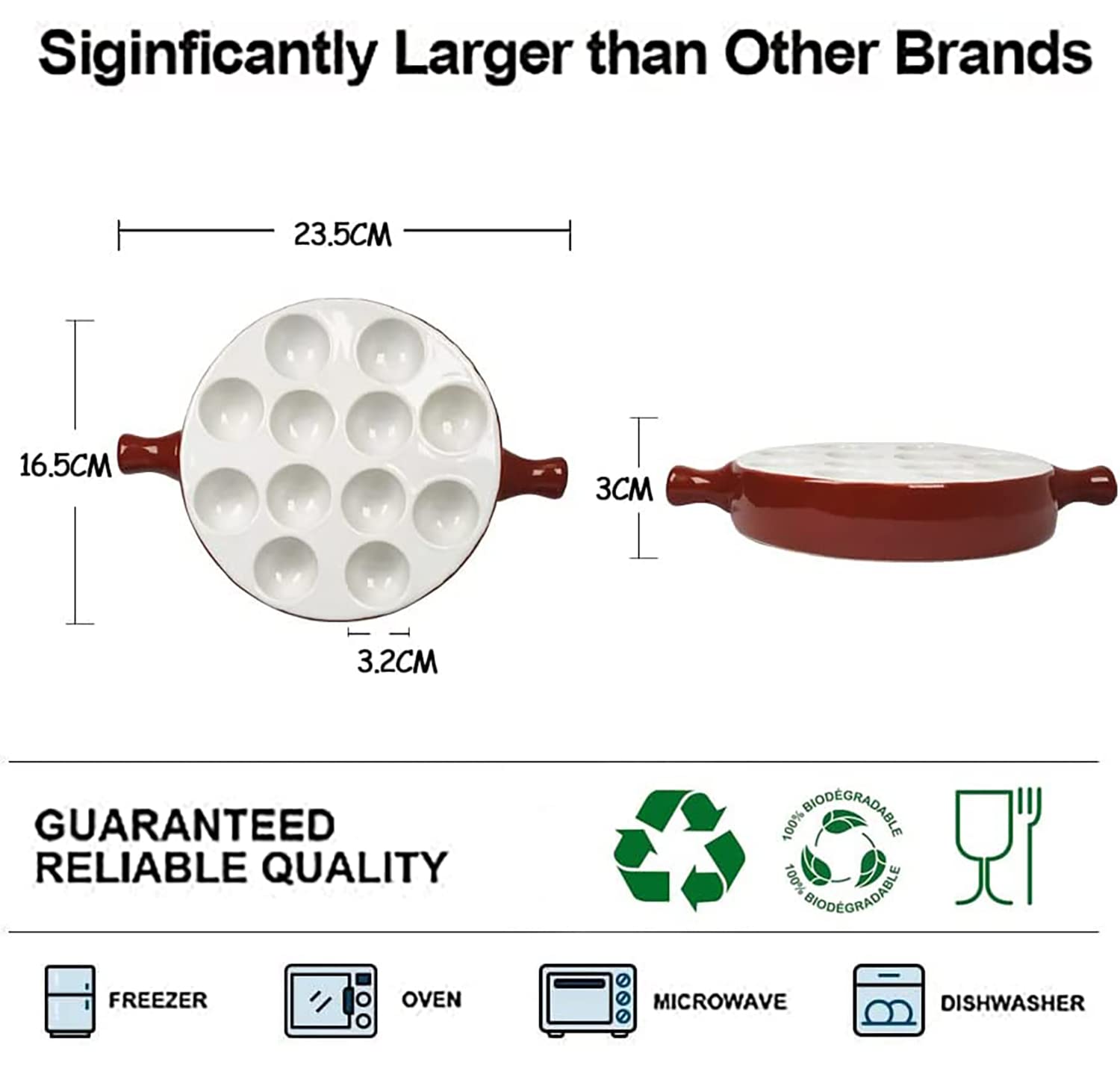 Set 2 Piastre Per Escargot In Ceramica Con Maniglia - Per Forno E Barbecue, 12 Fori