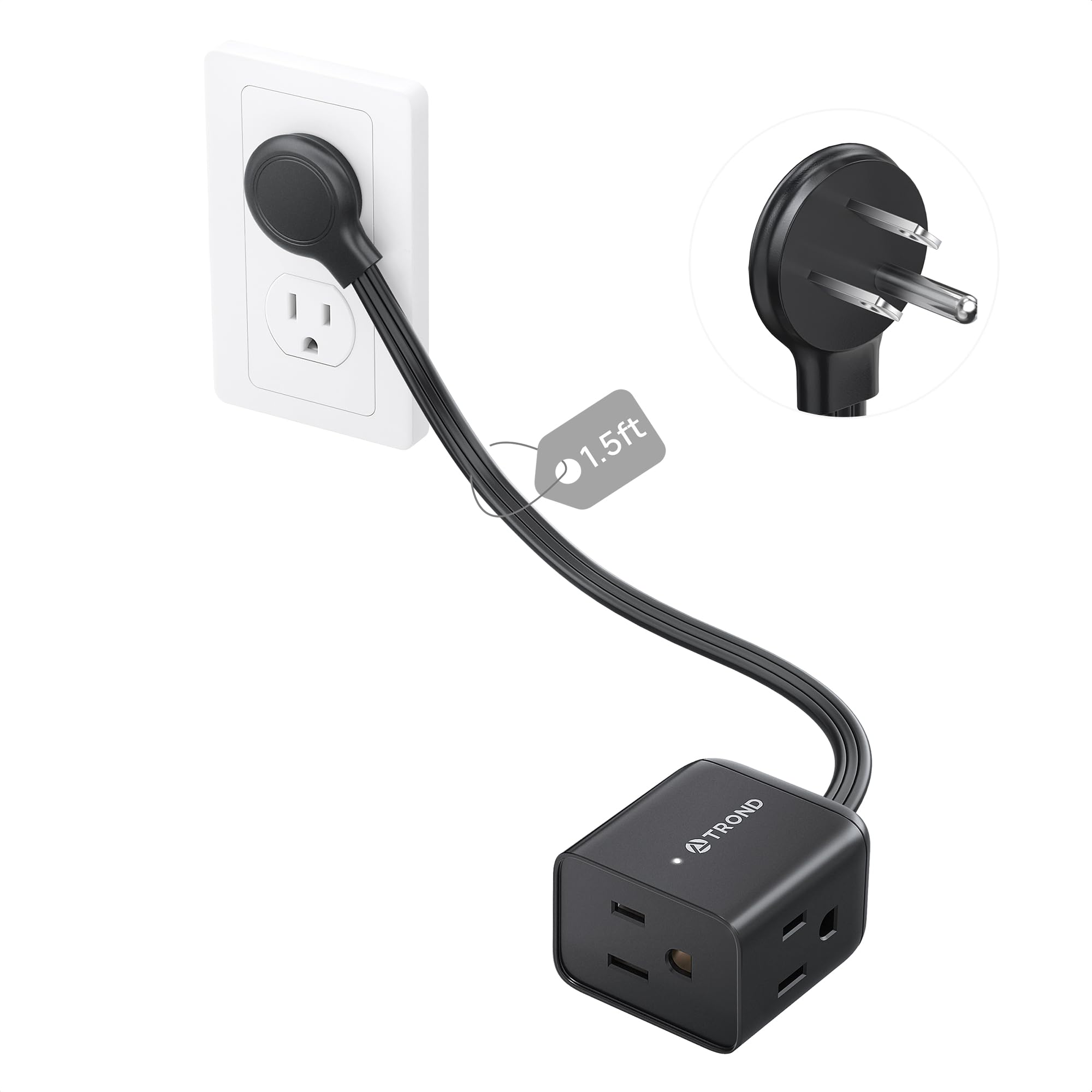 TROND 6ft Right Angle Extension Cord - Space Saving! -11 TROND 6ft Right Angle Extension Cord - Space Saving! -11