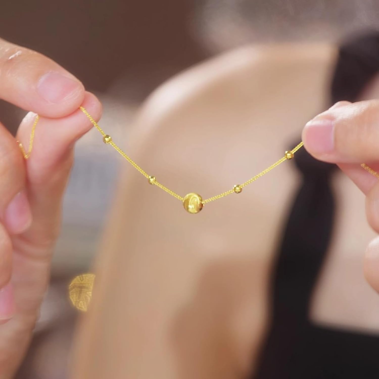 18K Gold Bracelet Bead Bracelets Simple Dainty Trendy Chain Bracelet Gold Jewelry for Women Mom Lover Birthday Aniversary 6.3-7.5inch/16+3cm C0713864 - Image 5