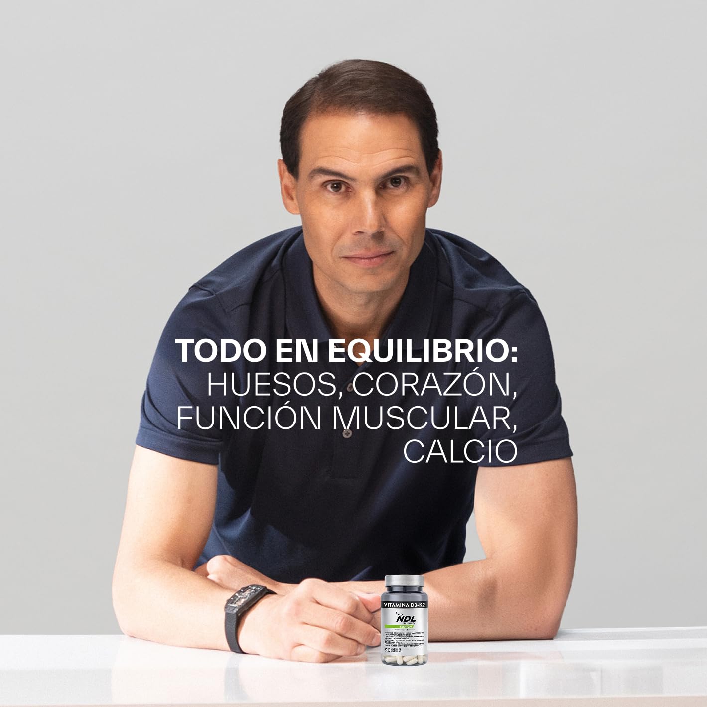 Vitamina D3 y K2 | NDL Pro-Health | Sistema Inmunológico y Óseo | Vitaminas para las defensas | Favorece la absorción de calcio | 90 cápsulas, 3 mes | Una marca de Rafa Nadal & Cantabria Labs