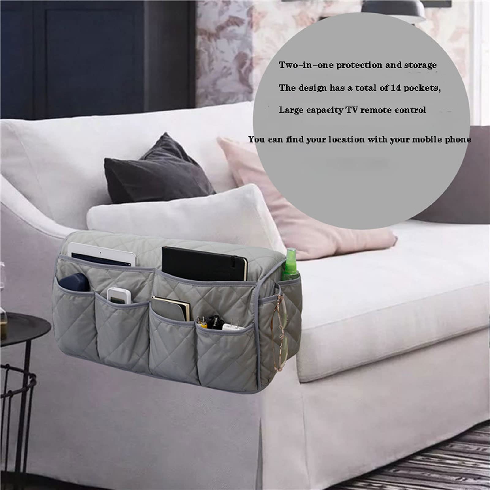 Fauteuil Opbergtas, Waterdichte Armleuninghoes Bank Fauteuil Grote Stoel Arm Caddy TV Afstandsbediening Accessoires Opbergruimte-grijs|50*15.2*22cm ( Kleur : Bruin , Maat : 50*15.2*22cm ( Color : Gri