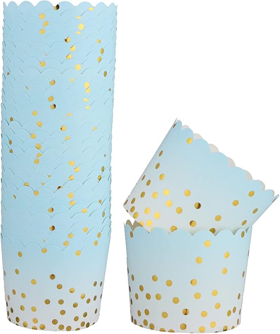 50 Pcs Colorful Greaseproof Paper Baking Cups Large 5 Oz Cupcake Paper Liners Disposable Muffin Cases Cupcake Holders Containers for Wedding Party Festival Graduation Party