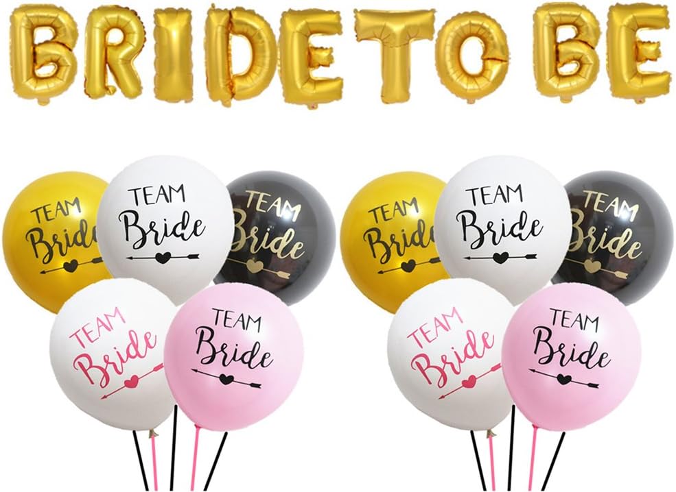 InnoBase Hen Party Balloons Bride to Be Team Bride Balloon Wedding Decorations with Pump , Pack of 10