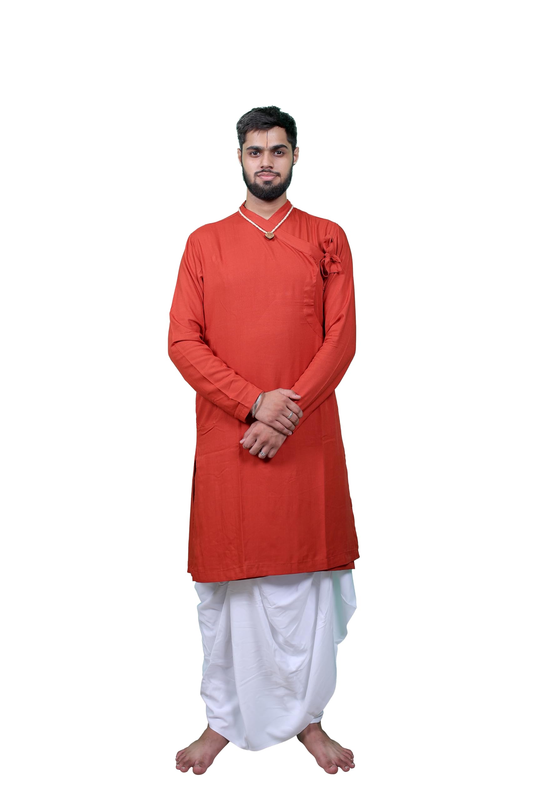 Classic Cotton Bagalbandhi Men kurta dhoti set (RED OCHRE) Size 4XL-image-14