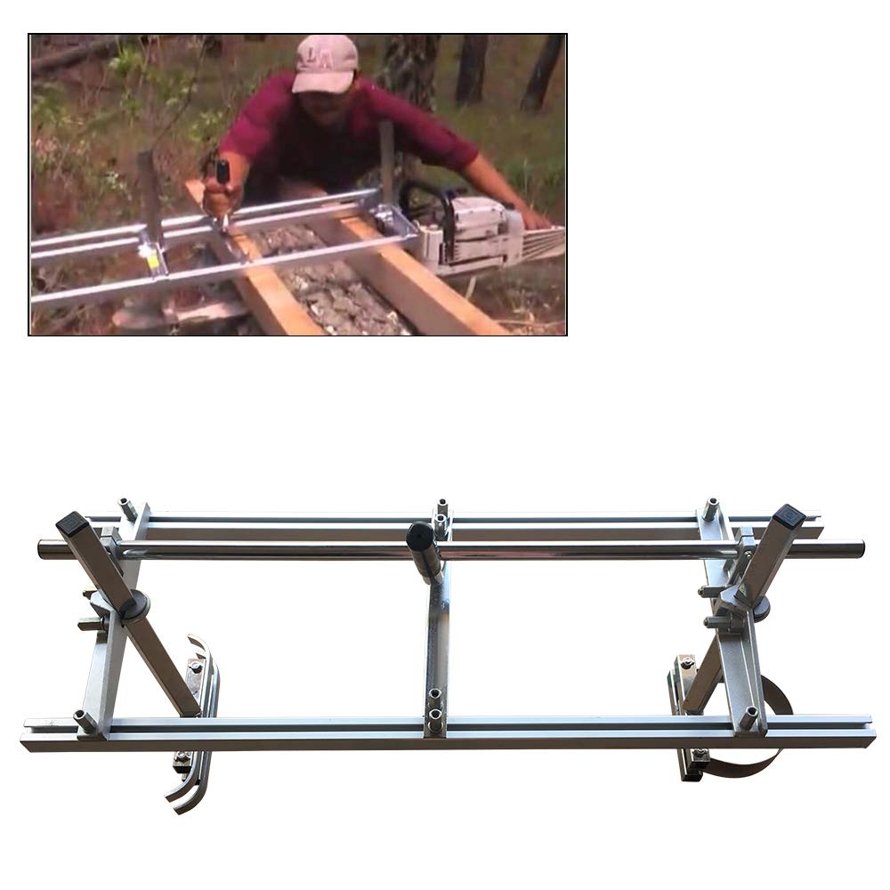 Aserradero de motosierra de 14 pulgadas - 24 pulgadas - Molino de motosierra de aluminio de 35,6 cm - 61 cm, soporte para motosierra, sierra móvil, madera aserrada, fresado