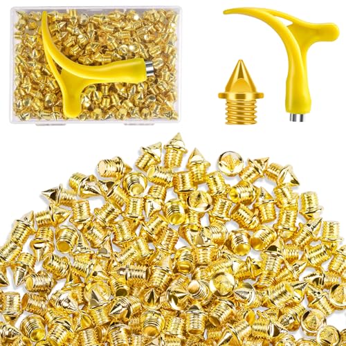 200 Pack 3/16 Inch Stainless Steel Pyramid Track Spikes with Wrench