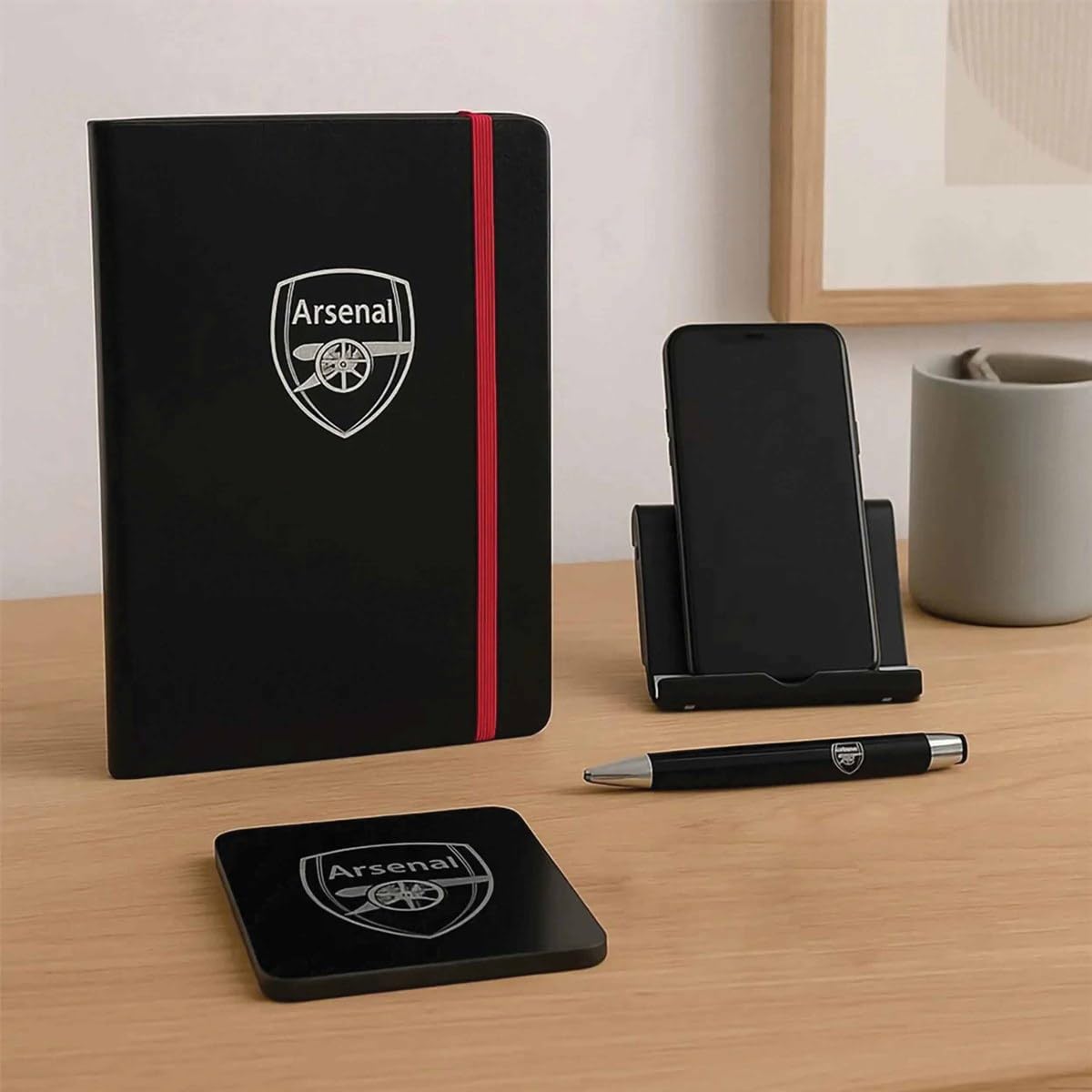 Arsenal Office Set - Pen Notebook Coaster & Phone stand