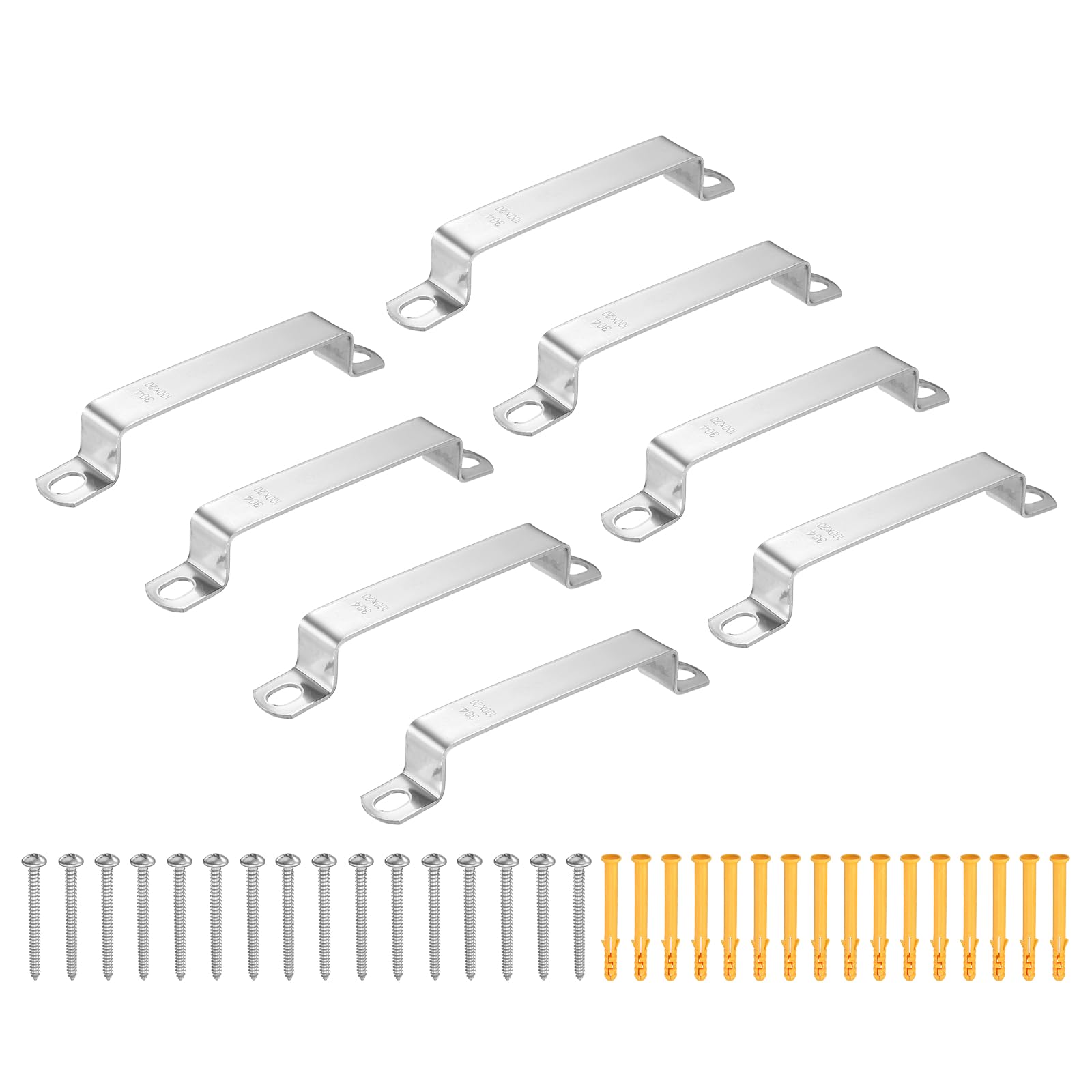 HARFINGTON 12 morsetti quadrati per tubi, 100 x 20 mm, in acciaio inox 304 | Morsetto a forma di U, staffa per connettore con fibbia a tubo quadrato con viti per tubo flessibile cavo recinzione ponte