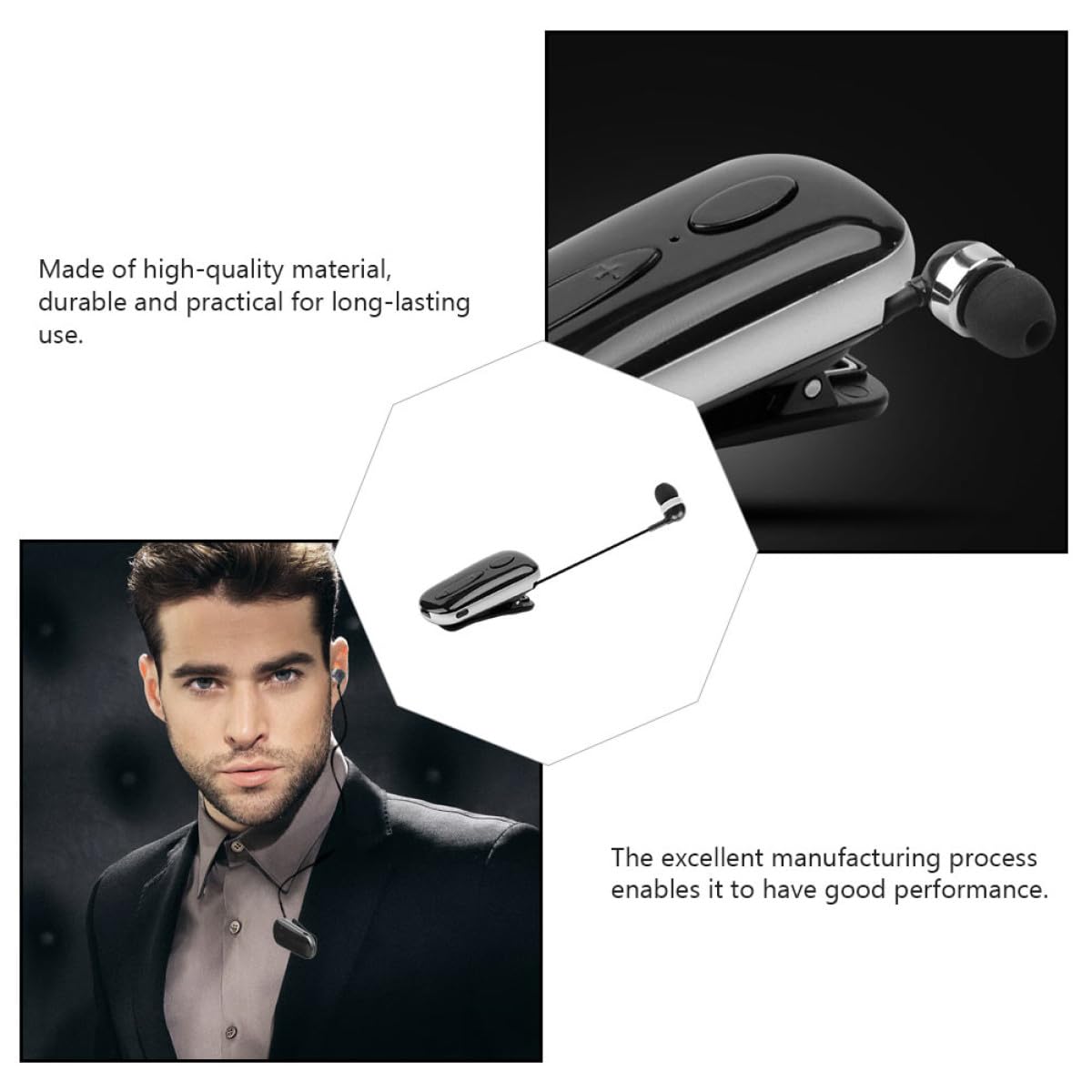 SHINEOFI 1 Set Cuffie Sportive Wireless Retrattili con Clip Auricolari Leggeri Ergonomici per Corsa e Attività Nero