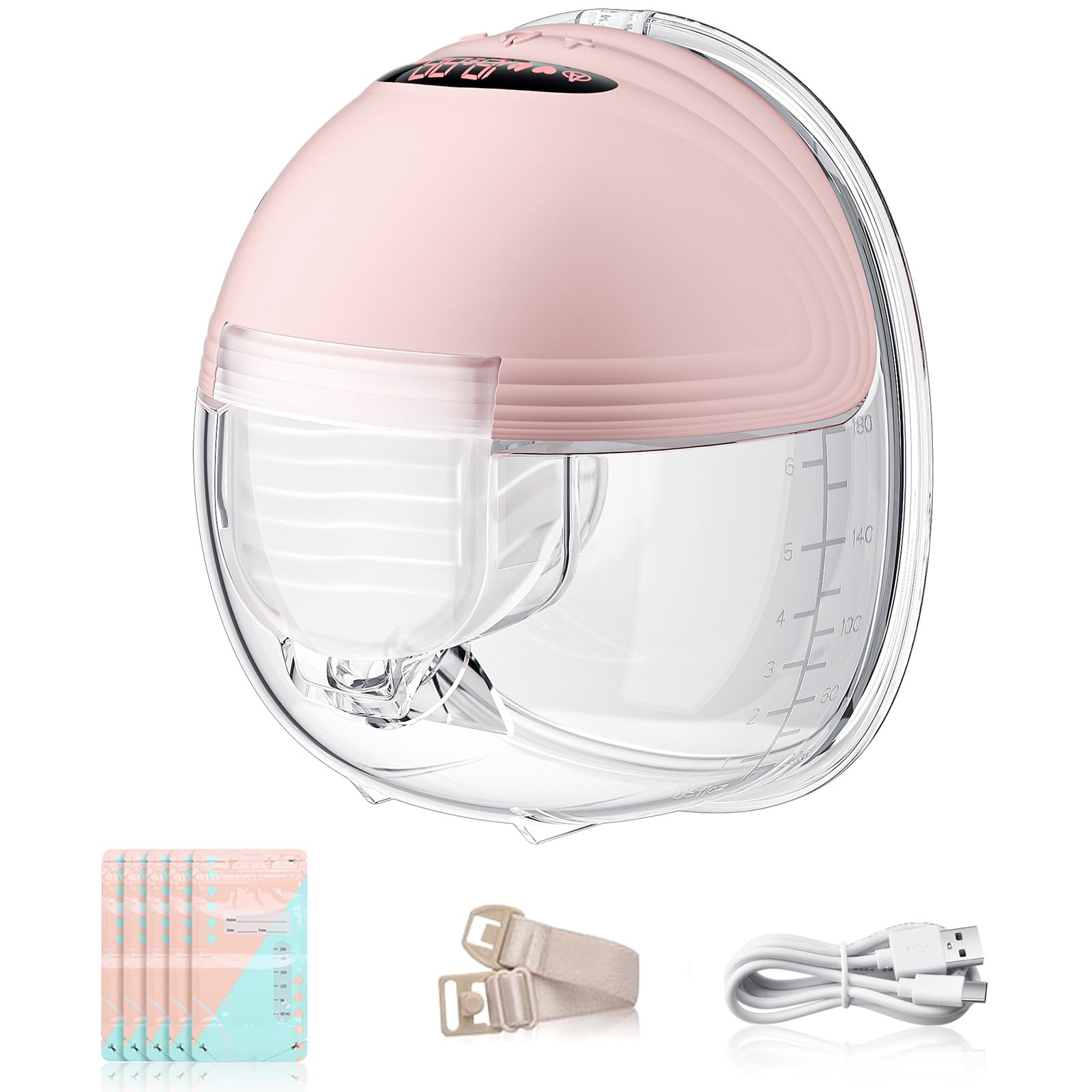 Hands Free Breast Pump, Wearable Electric Breast Pump, for Breastfeeding with 24mm Double-Sealed Flange, 3 Modes & 12 Levels,Smart Display, Low Noise (1PACK)